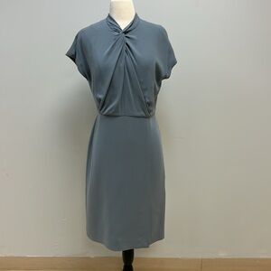 MM Lafleur Slate Blue Twist-Neck Sheath Dress